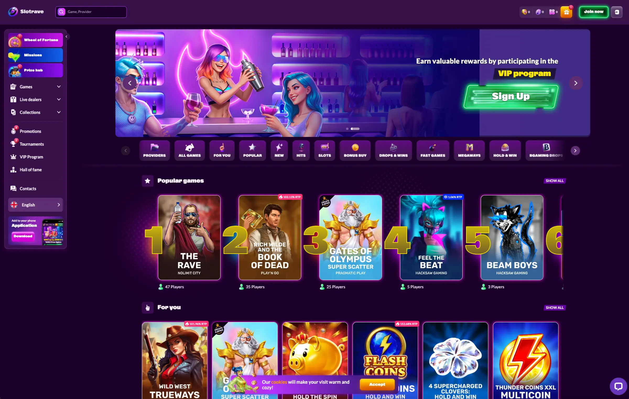 Slotrave Spielautomaten und Live-Casino-Spiele